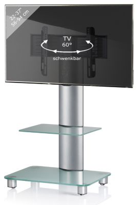 VCM TV-Standfuß LED Ständer Fernseh Standfuss Alu Glas Universal "Bilano 