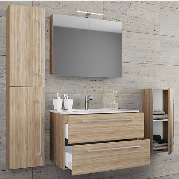 5-tlg. Waschplatz Badmöbel Badezimmer Set Waschtisch Waschbecken
