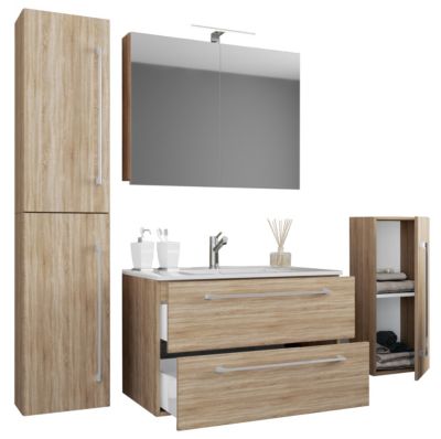 5-tlg. Waschplatz Badmöbel Badezimmer Set Waschtisch Waschbecken