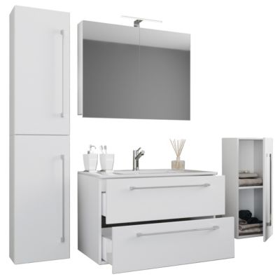 5-tlg. Waschplatz Badmöbel Badezimmer Set Waschtisch Waschbecken