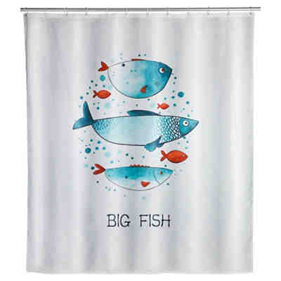Duschvorhang Big Fish, Textil (Polyester), 180 x 200 cm, waschbar