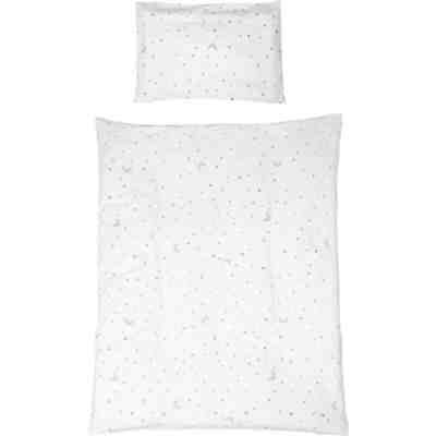Bettwäsche Sternenzauber, Baumwolle, weiß, 40 x 60 cm + 135 x 100 cm