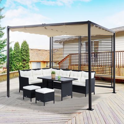Pergola mit verstellbarem Stoffdach, schwarz, Outsunny | yomonda