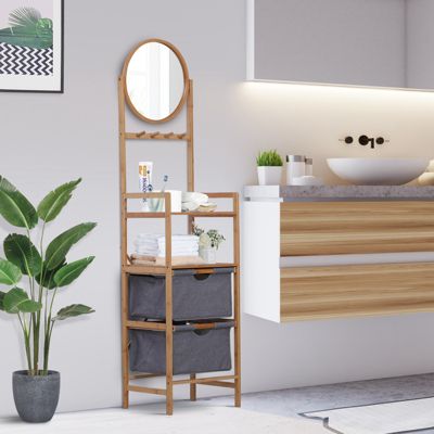 Badezimmerregal mit Spiegel, beige, HOMCOM | yomonda