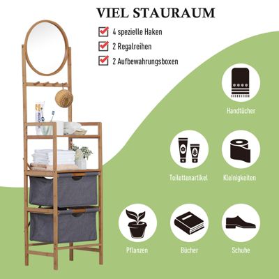 Badezimmerregal mit Spiegel, beige, HOMCOM | yomonda