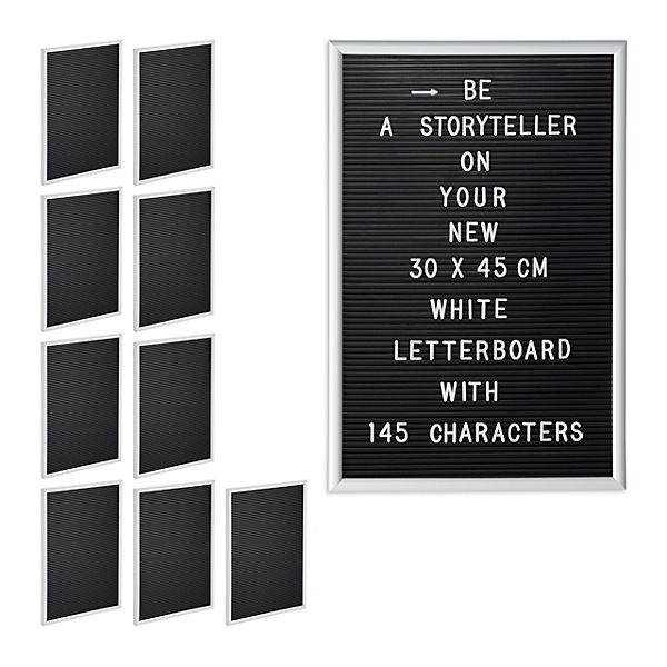 10 x Letterboard 30 x 45 cm weiß