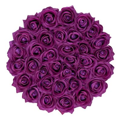 Graue Rosenbox rund 34 Rosen, lila, relaxdays | yomonda