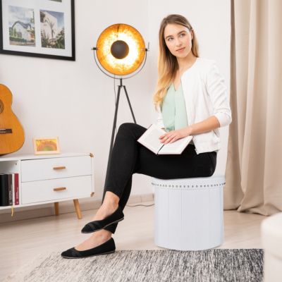 Sitzhocker mit Stauraum, weiß, relaxdays | yomonda