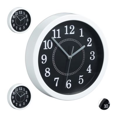 3 x Wanduhr rund 20cm Kleine Uhr Küchenuhr Wohnzimmeruhr Wand Klassisch Weiß, weiß, relaxdays 3 x Wanduhr rund 20cm Kleine Uhr Küchenuhr Wohnzimmeruhr Wand Klassisch Weiß, weiß, relaxdays