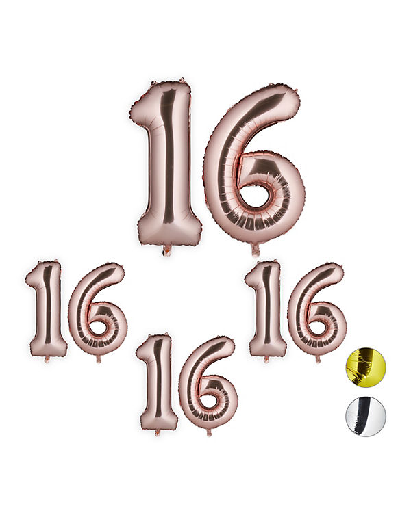 relaxdays 4 x XXL Folienballon Zahl 16 roségold rosa | 04052025320072 relaxdays 4 x XXL Folienballon Zahl 16 roségold rosa | 04052025320072