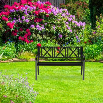 Gartenbank aus Metall, schwarz, relaxdays | yomonda