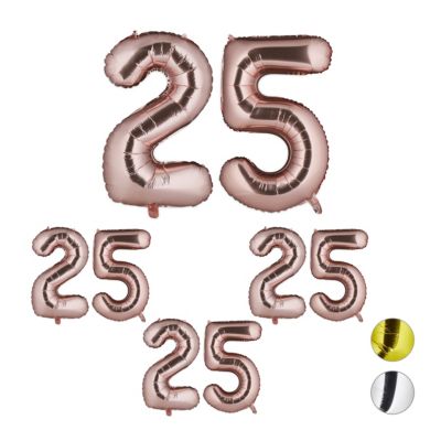 relaxdays 4 x XXL Folienballon Zahl 25 roségold rosa | 04052025320119
