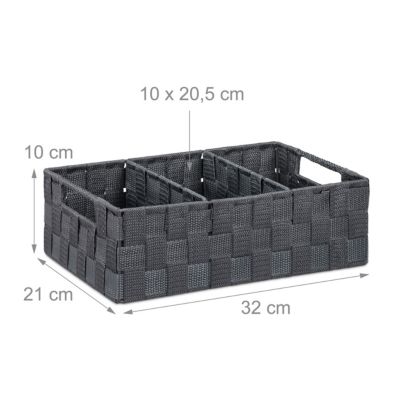 Aufbewahrungskorb mit Fächern, grau, relaxdays | yomonda