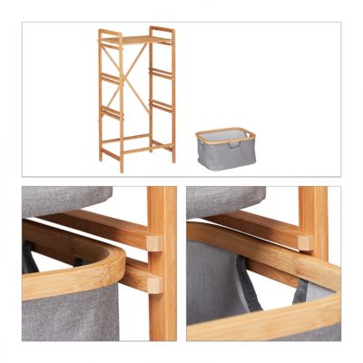Wäschesortierer Bambus mit 3 Fächern, beige, relaxdays | yomonda