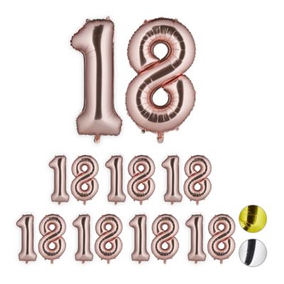 relaxdays 8 x XXL Folienballon Zahl 18 roségold rosa | 04052025320294
