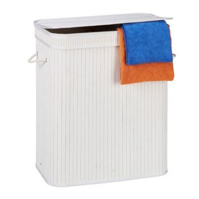 Wäschekorb Bambus eckig, weiß, relaxdays | yomonda