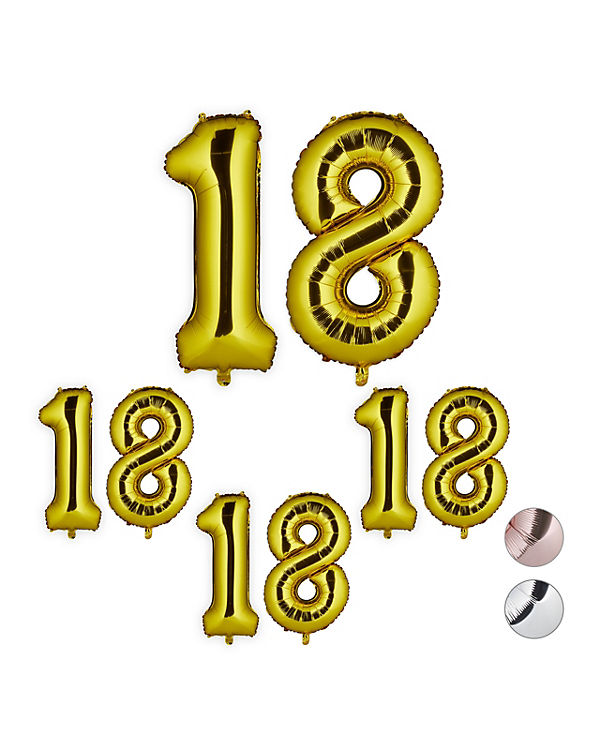 relaxdays 4 x XXL Folienballon Zahl 18 gold | 04052025320225 relaxdays 4 x XXL Folienballon Zahl 18 gold | 04052025320225