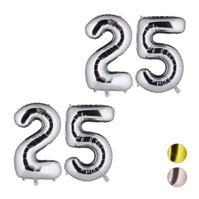 relaxdays 2 x XXL Folienballon Zahl 25 silber | 04052025319977