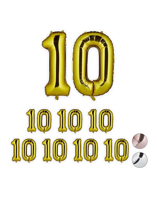 relaxdays 8 x XXL Folienballon Zahl 10 gold | 04052025320416 relaxdays 8 x XXL Folienballon Zahl 10 gold | 04052025320416