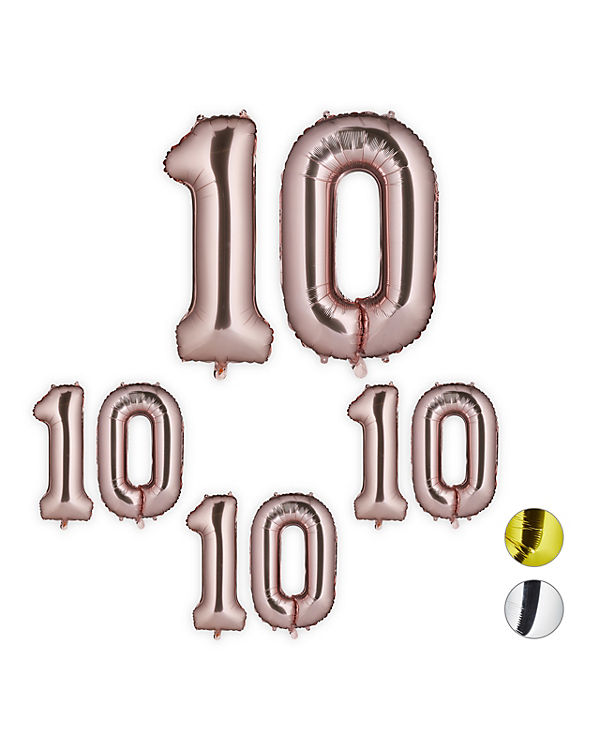 relaxdays 4 x XXL Folienballon Zahl 10 roségold rosa | 04052025320065 relaxdays 4 x XXL Folienballon Zahl 10 roségold rosa | 04052025320065