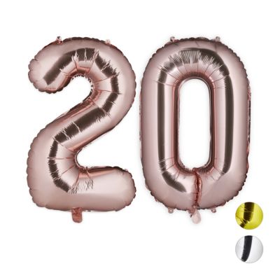 relaxdays XXL Folienballon Zahl 20 rosa | 04052025940393