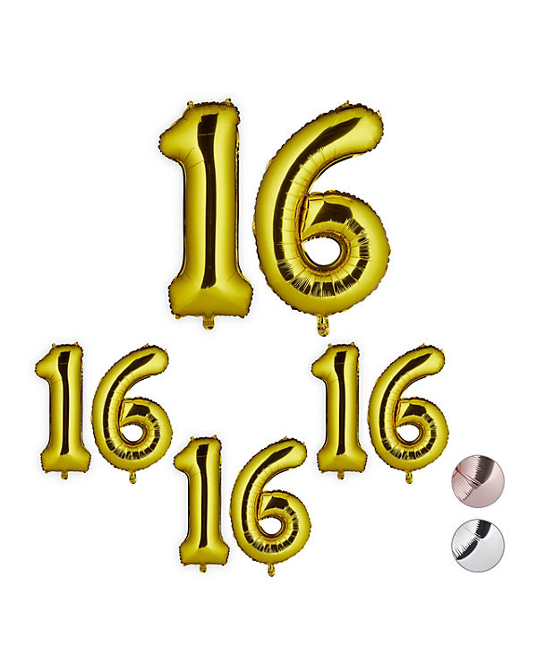 relaxdays 4 x XXL Folienballon Zahl 16 gold | 04052025320218 relaxdays 4 x XXL Folienballon Zahl 16 gold | 04052025320218