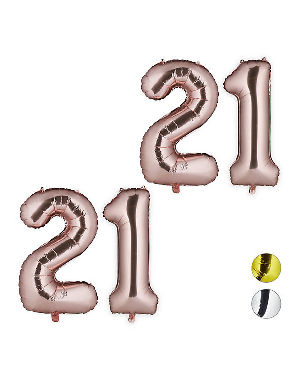relaxdays 2 x XXL Folienballon Zahl 21 roségold rosa | 04052025319892 relaxdays 2 x XXL Folienballon Zahl 21 roségold rosa | 04052025319892