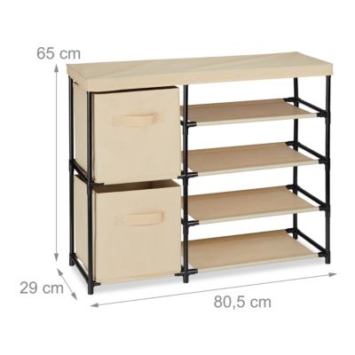 Schubladenschrank Stoff mit 2 Körben, beige, relaxdays | yomonda