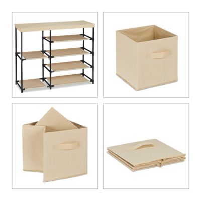 Schubladenschrank Stoff mit 2 Körben, beige, relaxdays | yomonda