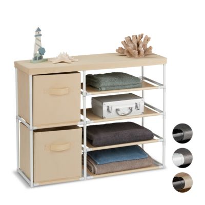 Schubladenschrank Stoff mit 2 Körben, weiß, relaxdays | yomonda