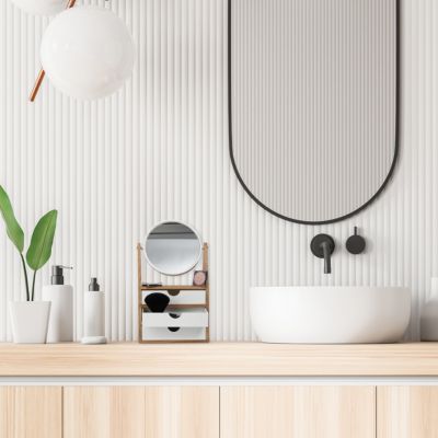 Schminkaufsatz mit Spiegel, beige, relaxdays | yomonda