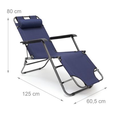 1 x Sonnenliege klappbar, Liegestuhl blau, Campingliege Bäderliege