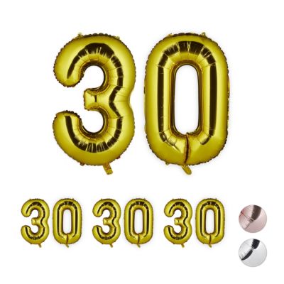 relaxdays 4 x XXL Folienballon Zahl 30 gold | 04052025320263