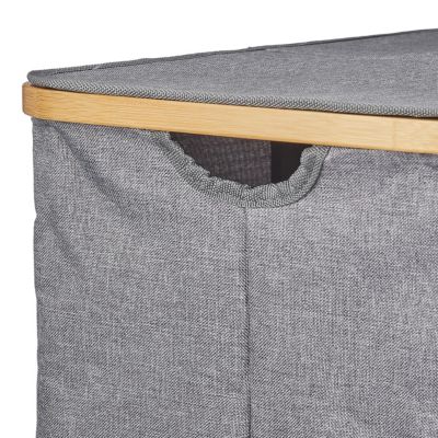 Doppel Wäschekorb mit Deckel grau, grau, relaxdays | yomonda