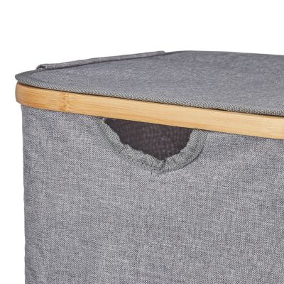 Wäschekorb mit Deckel quadratisch, grau, relaxdays | yomonda