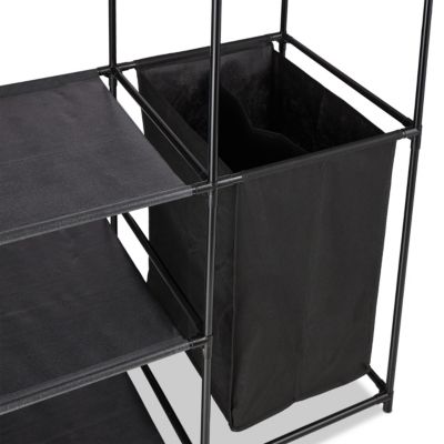 Offener Kleiderschrank mit Wäschekorb, schwarz, relaxdays | yomonda