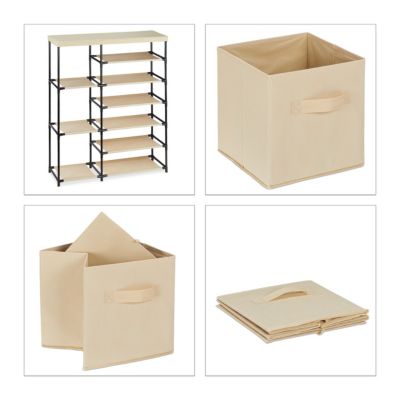 Schubladenschrank Stoff mit 3 Körben, beige, relaxdays | yomonda