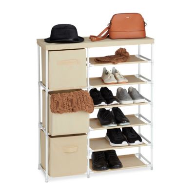 Schubladenschrank Stoff mit 3 Körben, weiß, relaxdays | yomonda