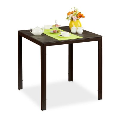 Quadratischer Gartentisch Holzoptik, braun, relaxdays | yomonda