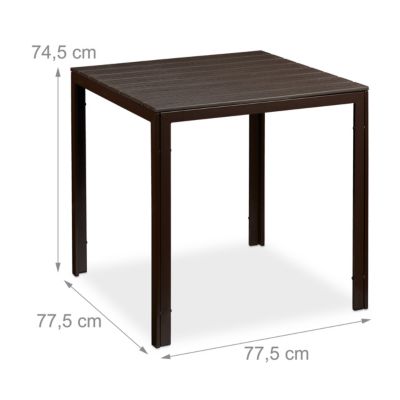 Quadratischer Gartentisch Holzoptik, braun, relaxdays | yomonda