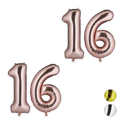 2 x XXL Folienballon Zahl 16 roségold