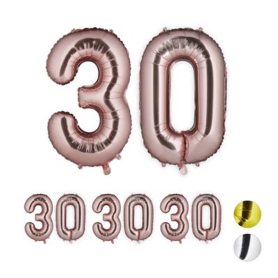 relaxdays 4 x XXL Folienballon Zahl 30 roségold rosa | 04052025320126