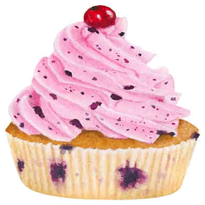 Wandtattoo Cupcake mit Topping und Frucht Wandtattoos