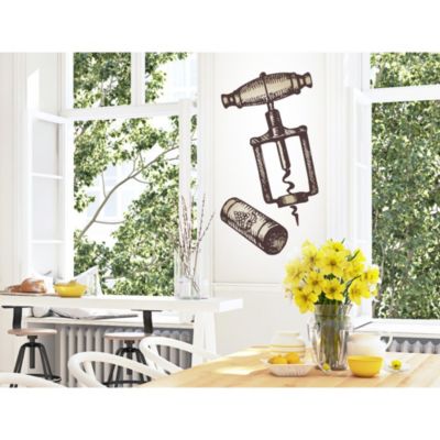 Wandtattoo Weinflasche Mit Glas Und Korken Als Zeichnung Schwarz Dekodino Yomonda