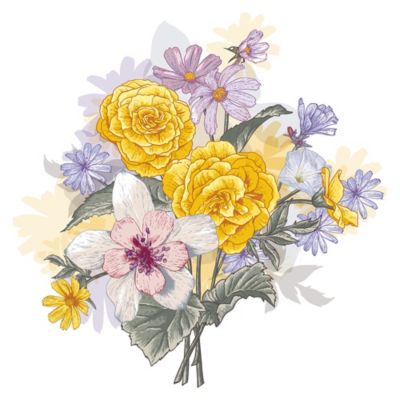 Wandtattoo Blumen Aquarell Vogel Blumenstrauß Wandsticker