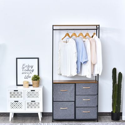 Garderobenständer mit 5 Schubladen, grau, HOMCOM | yomonda
