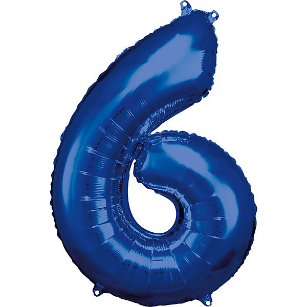 Folienballon dunkelblau Zahl 6, 86 cm