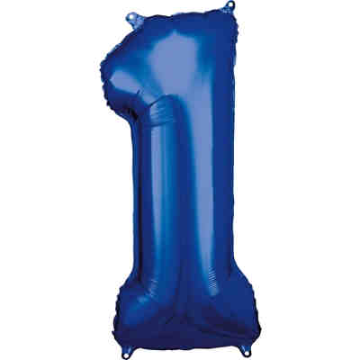 Folienballon dunkelblau Zahl 1, 86 cm