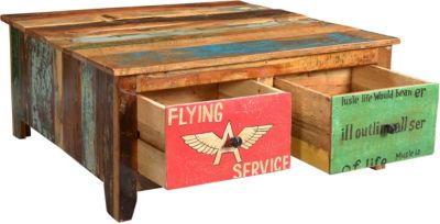 Couchtisch mit Schubladen, 90x90x40cm, braun, SIT | yomonda