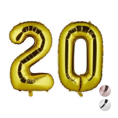 relaxdays 1 x XXL Folienballon Zahl 20 gold | 04052025334208